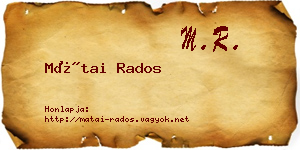 Mátai Rados névjegykártya